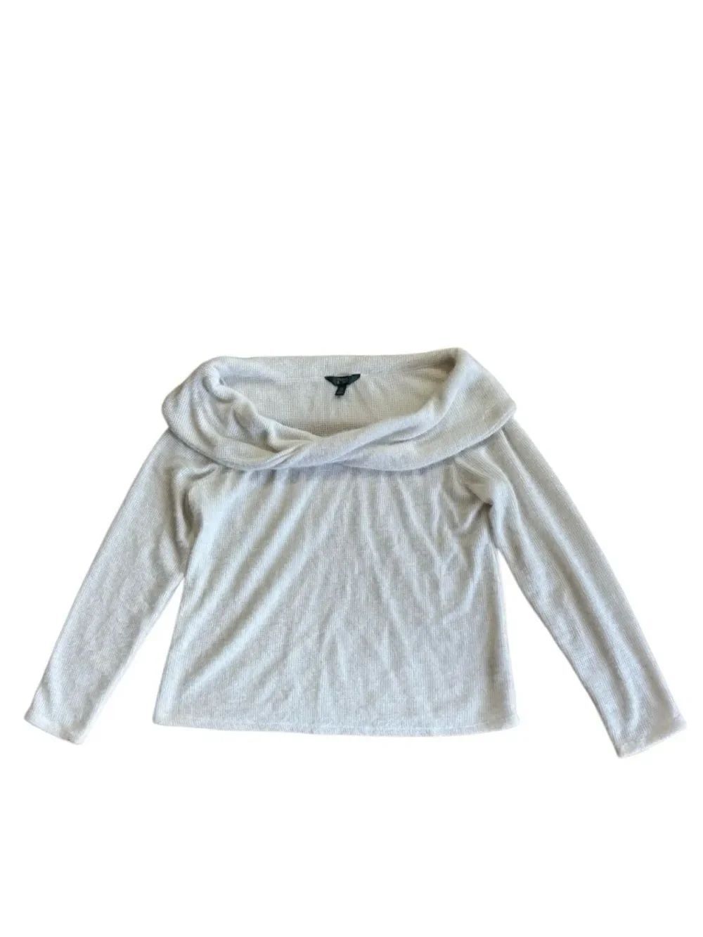 Terra & Sky Women's Ivory Cowl Twist Neck Sweater Size 0X (14W)
